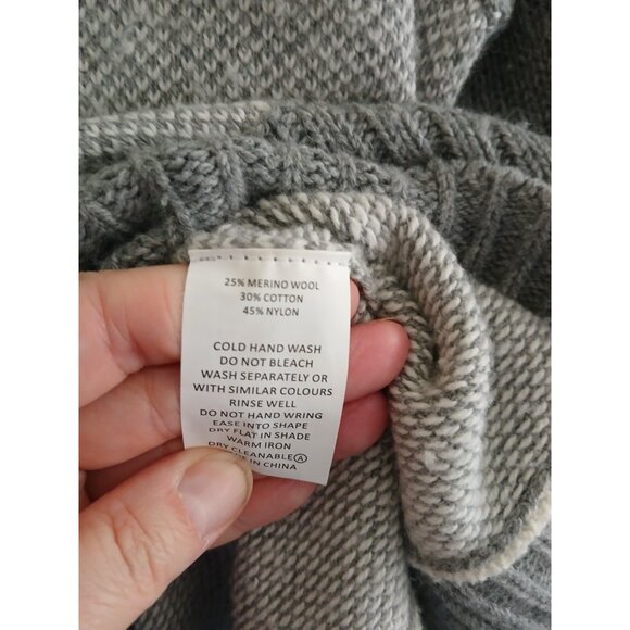 Zaket & Plover Womens S Wool Cotton Blend Gray Colorblock Knit Sweater Cozy Gray - Picture 6 of 7